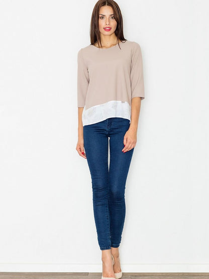 Loose-Fitting 3/4 Sleeve Blouse