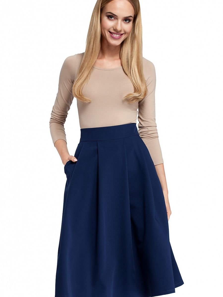 Flared Knee-Length Skirt with Side Pockets