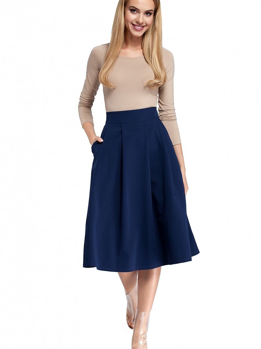 Flared Knee-Length Skirt with Side Pockets