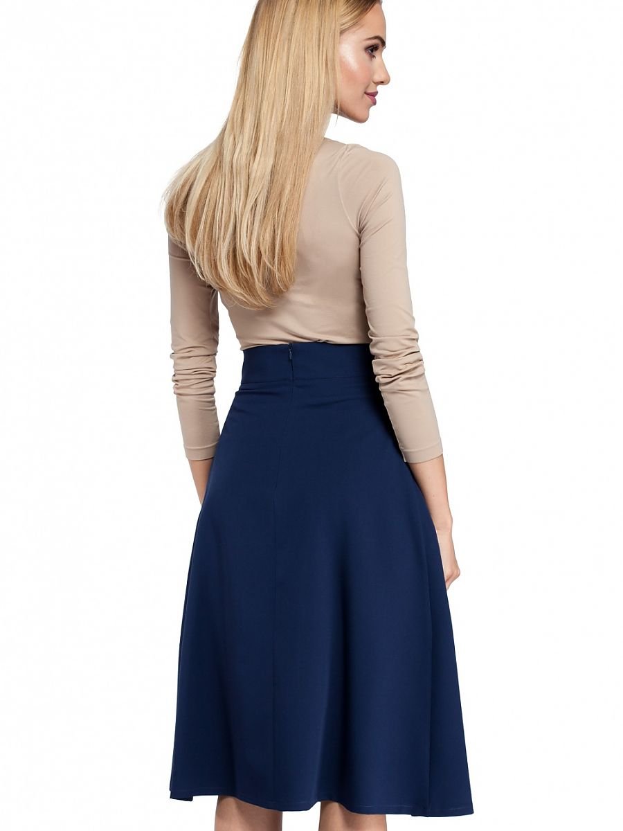 Flared Knee-Length Skirt with Side Pockets