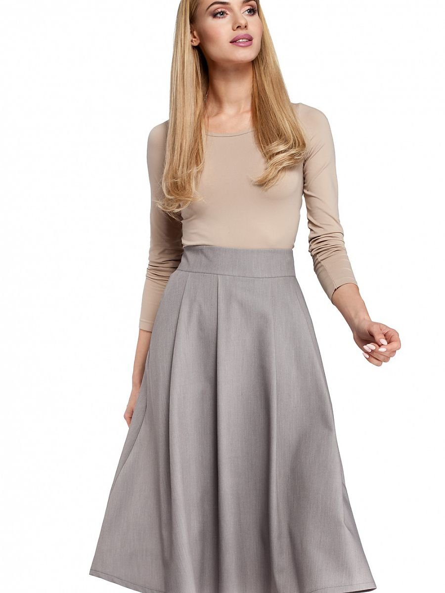 Elegant Flared Knee-Length Skirt with Side Pockets