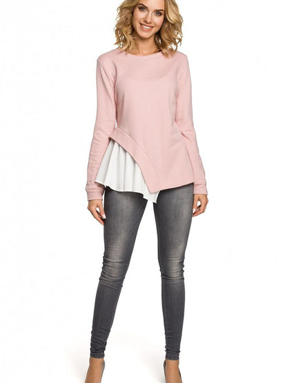 Unique Asymmetric Cut Long-Sleeved Blouse