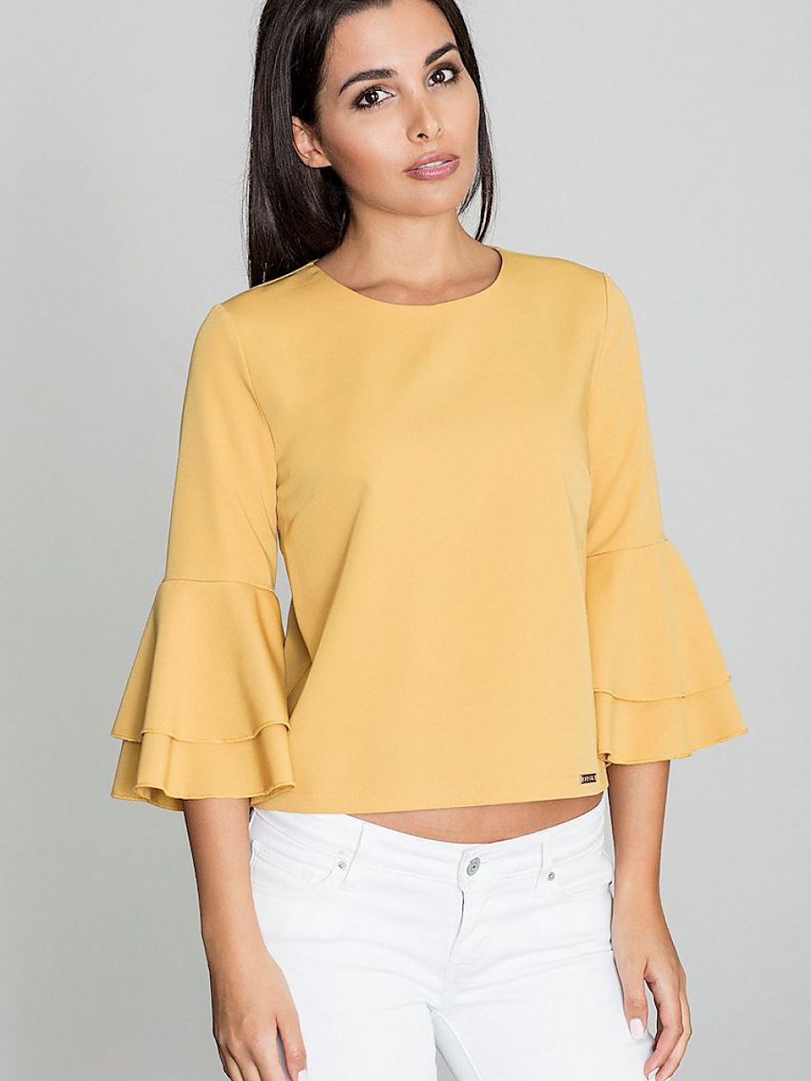 Figl Frilled Back Button Blouse