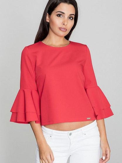 Elegant Frilled Blouse with Back Buttons