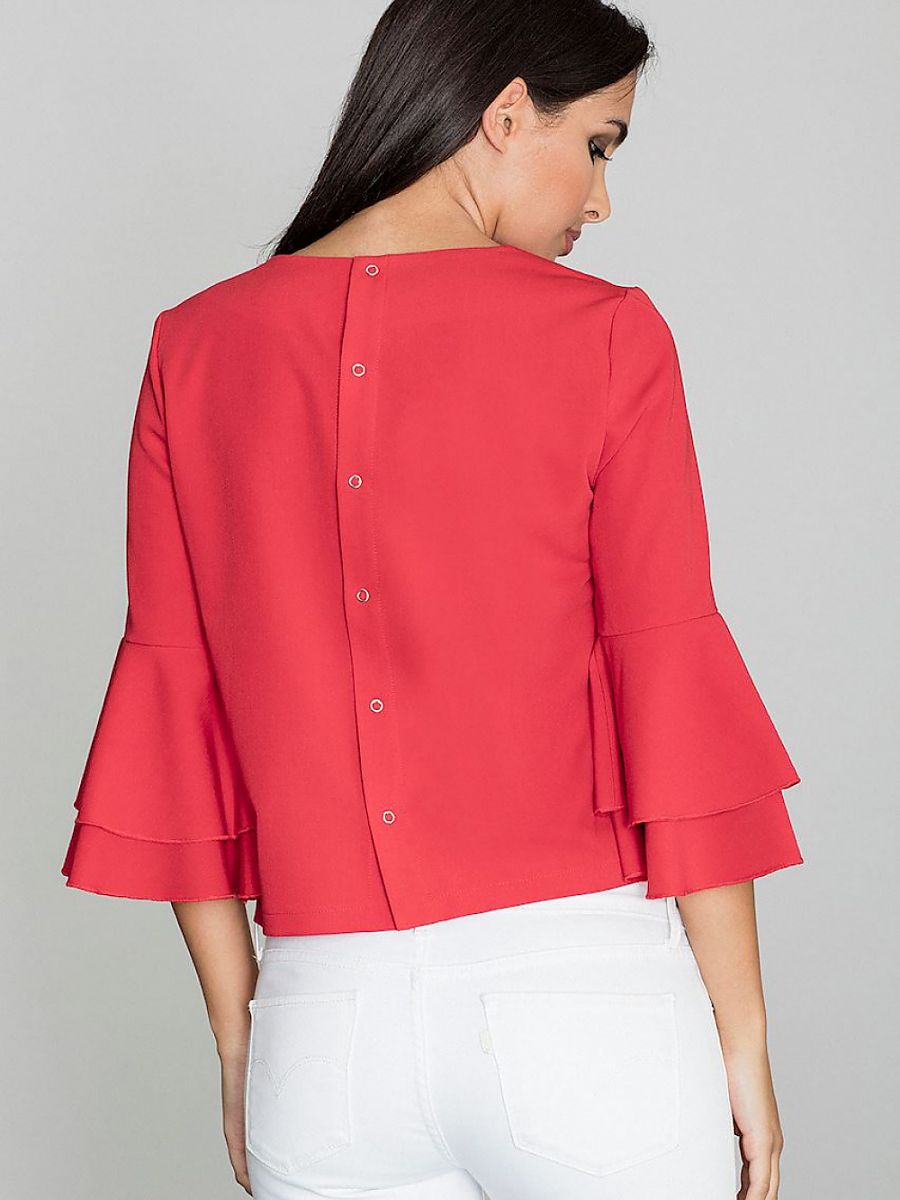 Elegant Frilled Blouse with Back Buttons