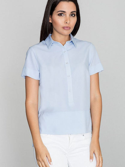 Formal Solid-Coloured Collared Blouse by Figl