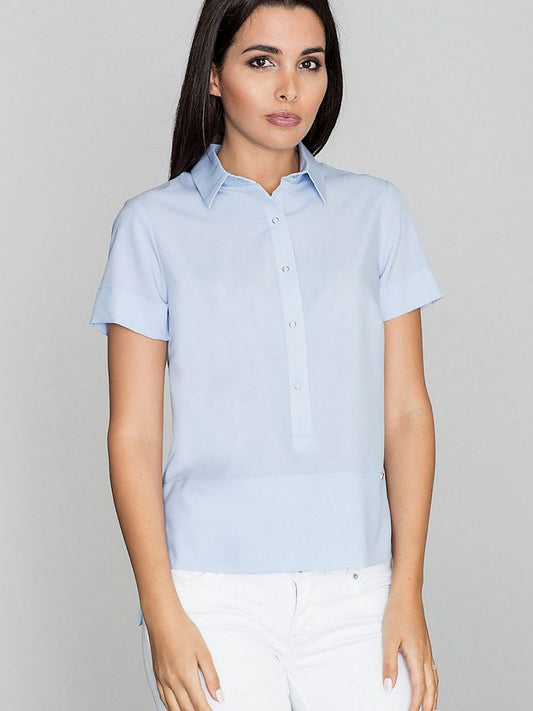 Formal Solid-Coloured Collared Blouse by Figl