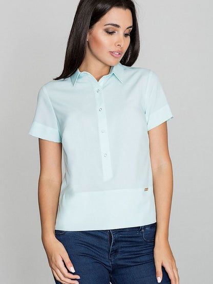 Elegant Solid-Coloured Collared Blouse