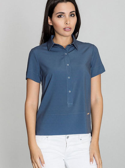 Formal Collared Blouse with Button Detail