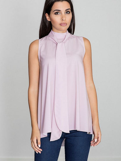 Flared Shoulder-Baring Blouse with Decorative Ties