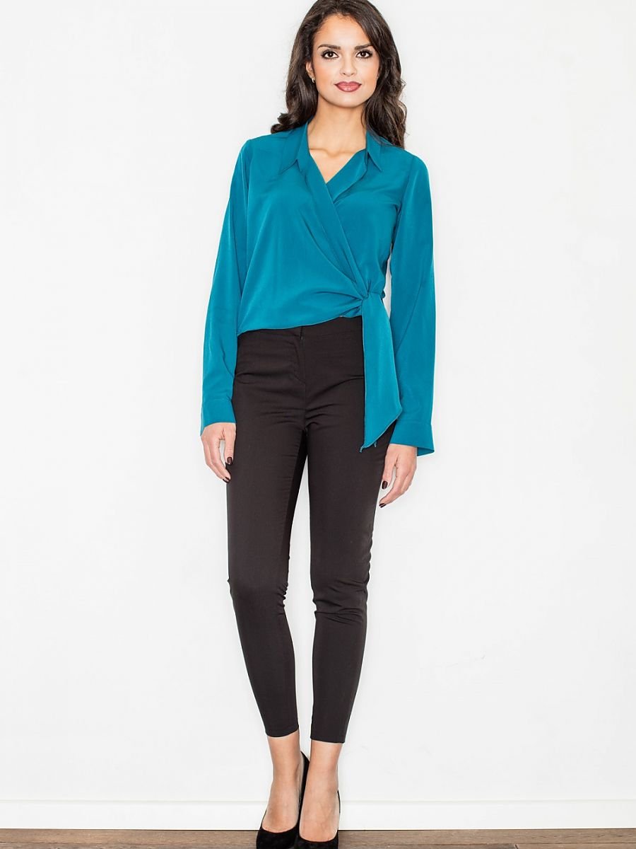 Figl Crepe Waist-Tied Blouse