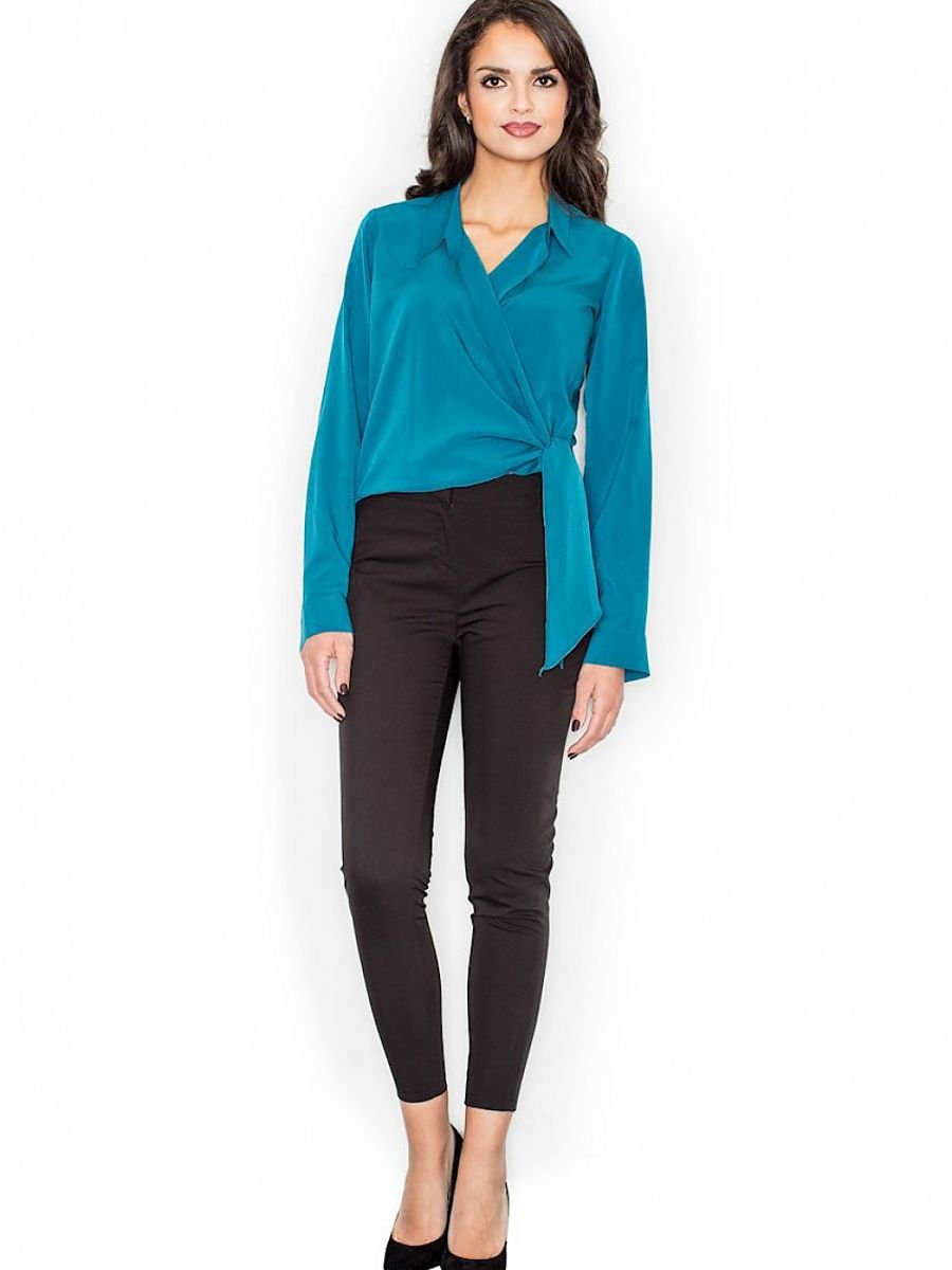 Figl Crepe Waist-Tied Blouse