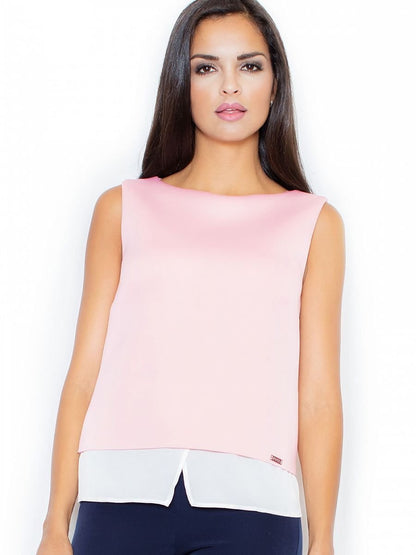 Foam Sleeveless Blouse with Delicate Slit