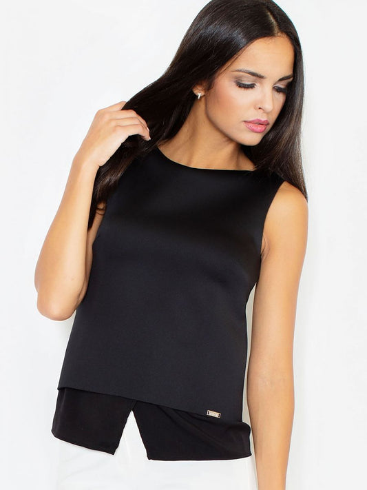 Foam Sleeveless Blouse with Delicate Slit