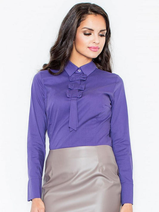 Figl Cotton Blouse with Long Sleeves and Striking Bows