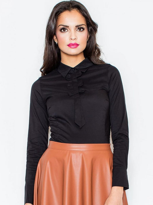 Figl Cotton Blouse with Long Sleeves and Bows