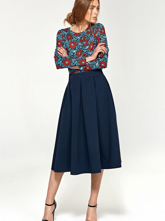 Skirt Nife - Flared Midi Skirt with Hidden Pockets