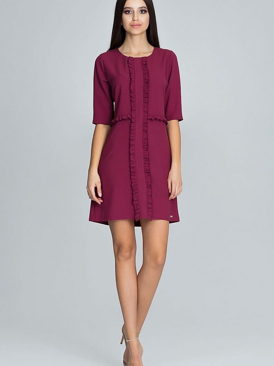 Figl Cocktail 3/4 Sleeve Dress with Ruffles