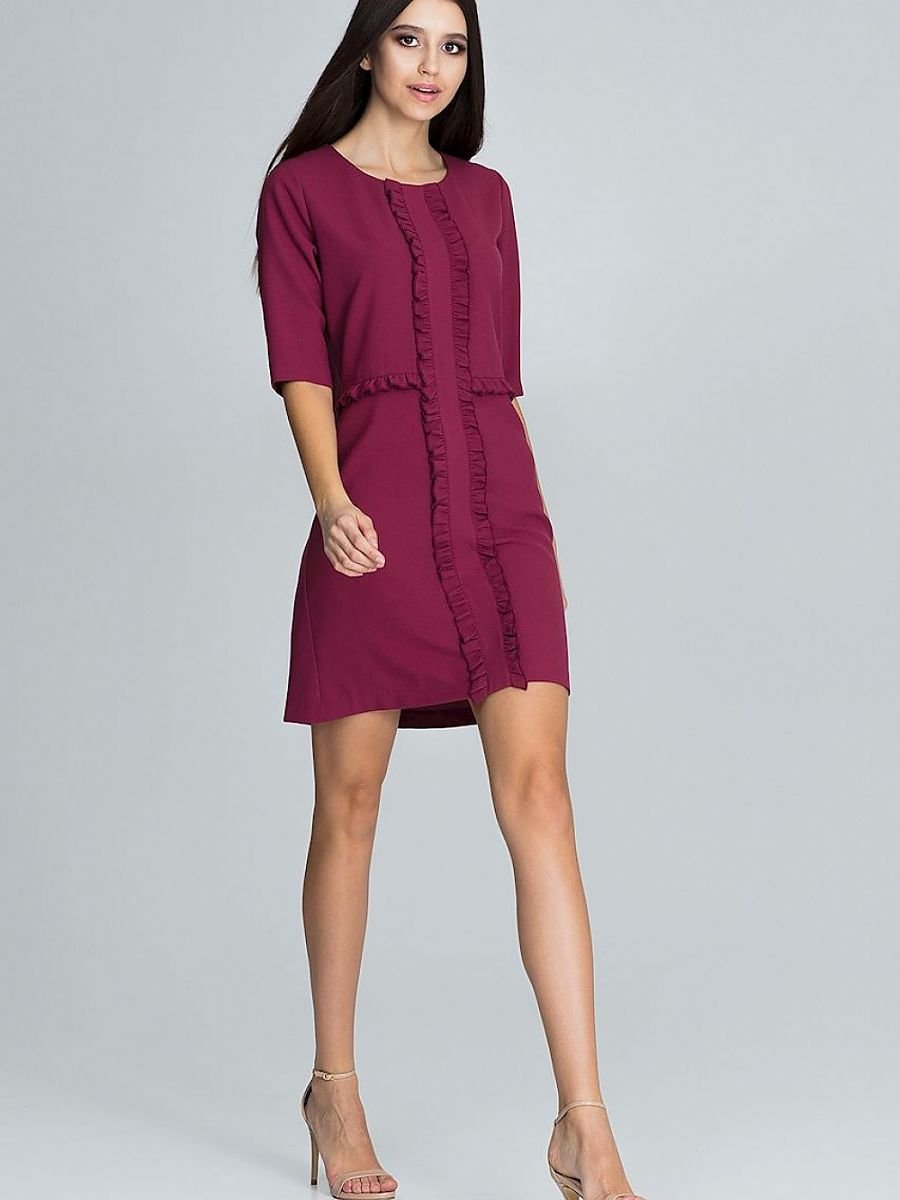 Figl Cocktail 3/4 Sleeve Dress with Ruffles