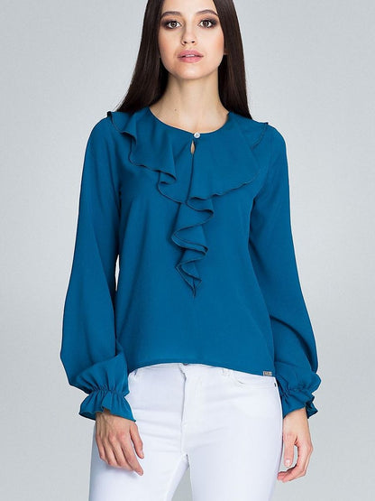 Ruffled Sleeve Jabot Blouse