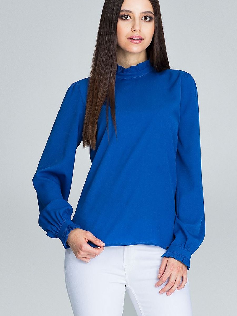 Elegant Pleated Blouse with Frilled Sleeves