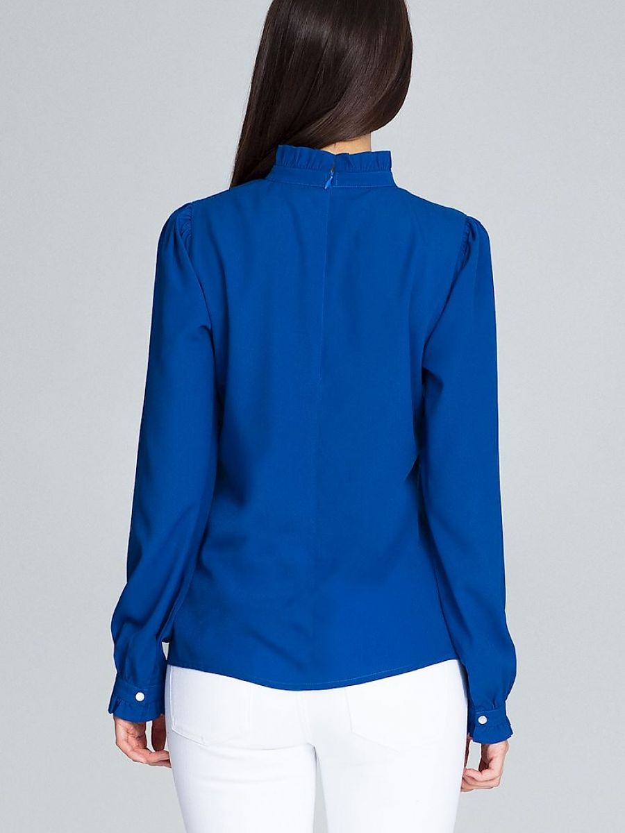 Elegant Pleated Blouse with Frilled Sleeves