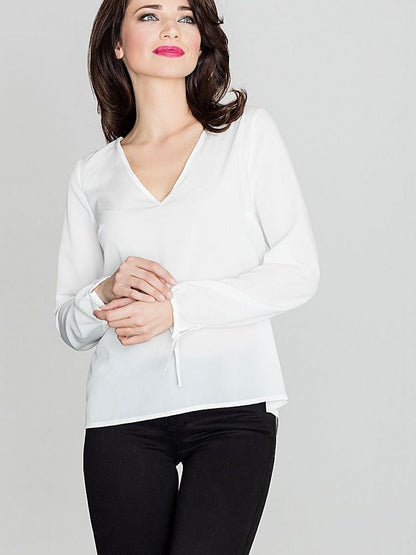 Heart Neckline Tie Sleeve Blouse