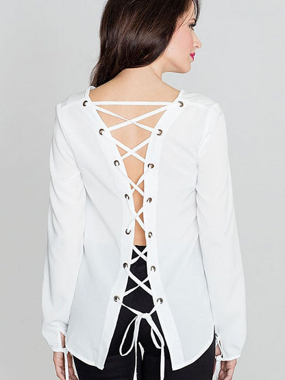 Heart Neckline Tie Sleeve Blouse