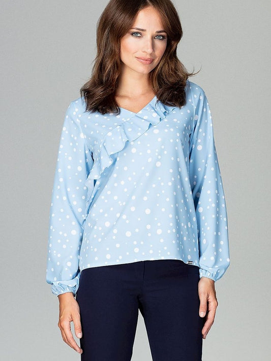 Elegant Flounced Patterned Blouse