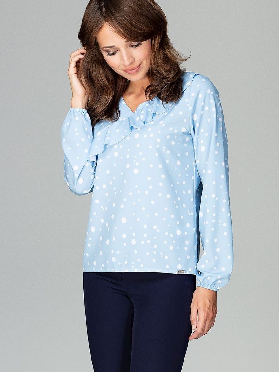 Elegant Flounced Patterned Blouse