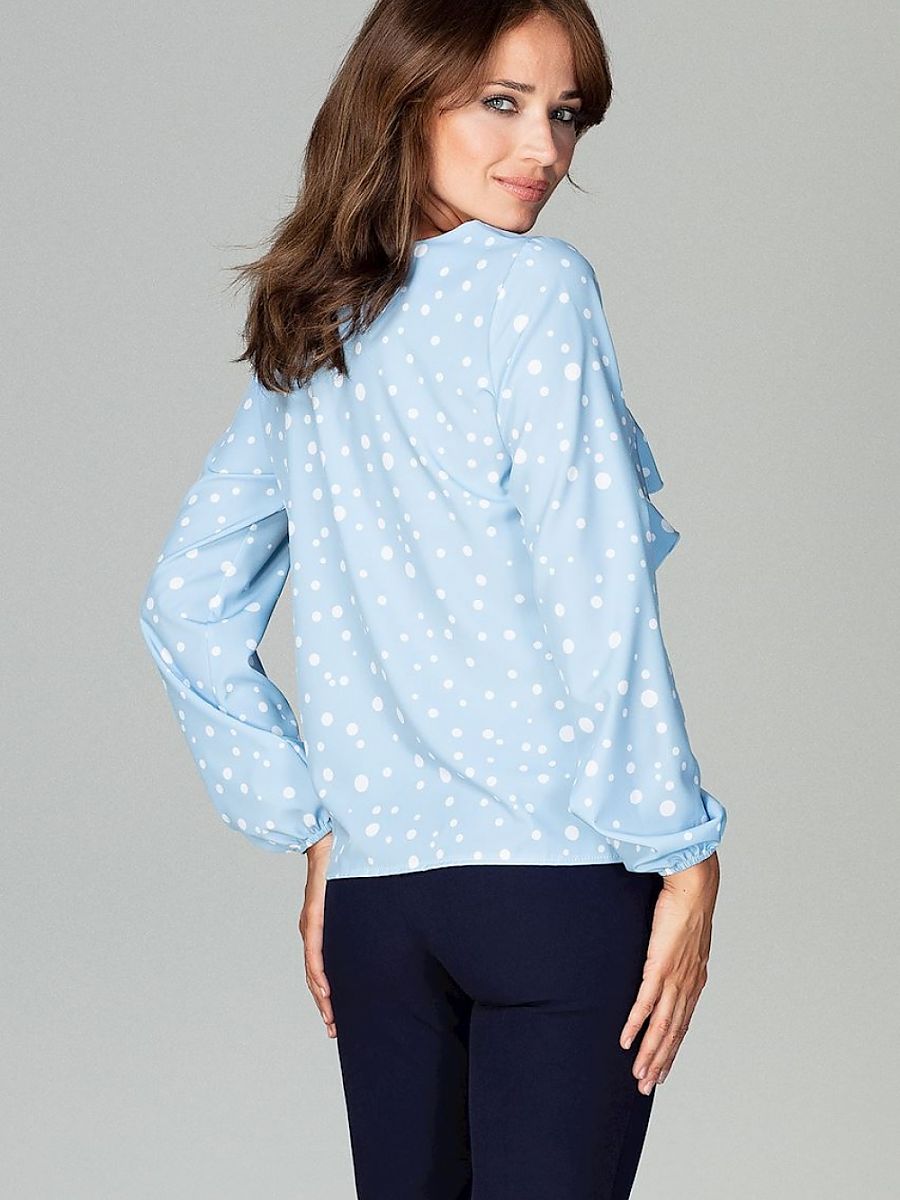 Elegant Flounced Patterned Blouse