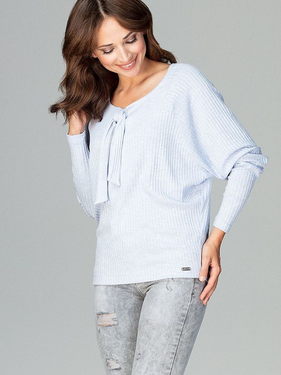 Chic Bow-Tie Knit Blouse