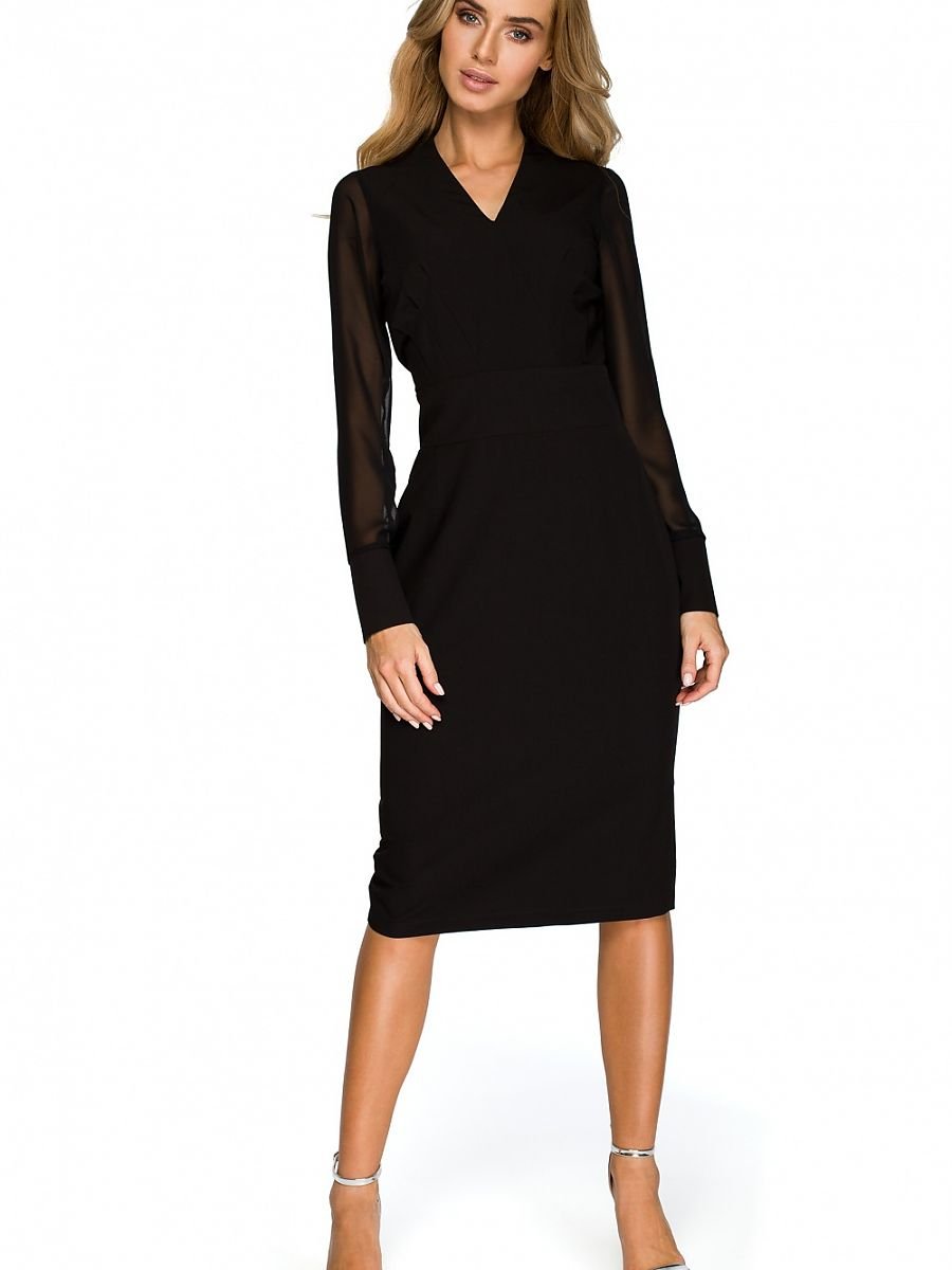 Elegant Chiffon Sleeved Cocktail Dress by Stylove