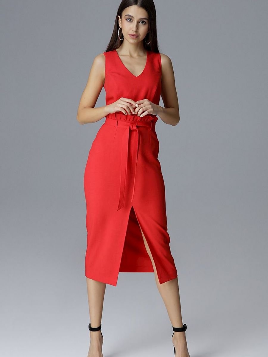 Figl Sleeveless Ruffle Cocktail Dress with Front Split