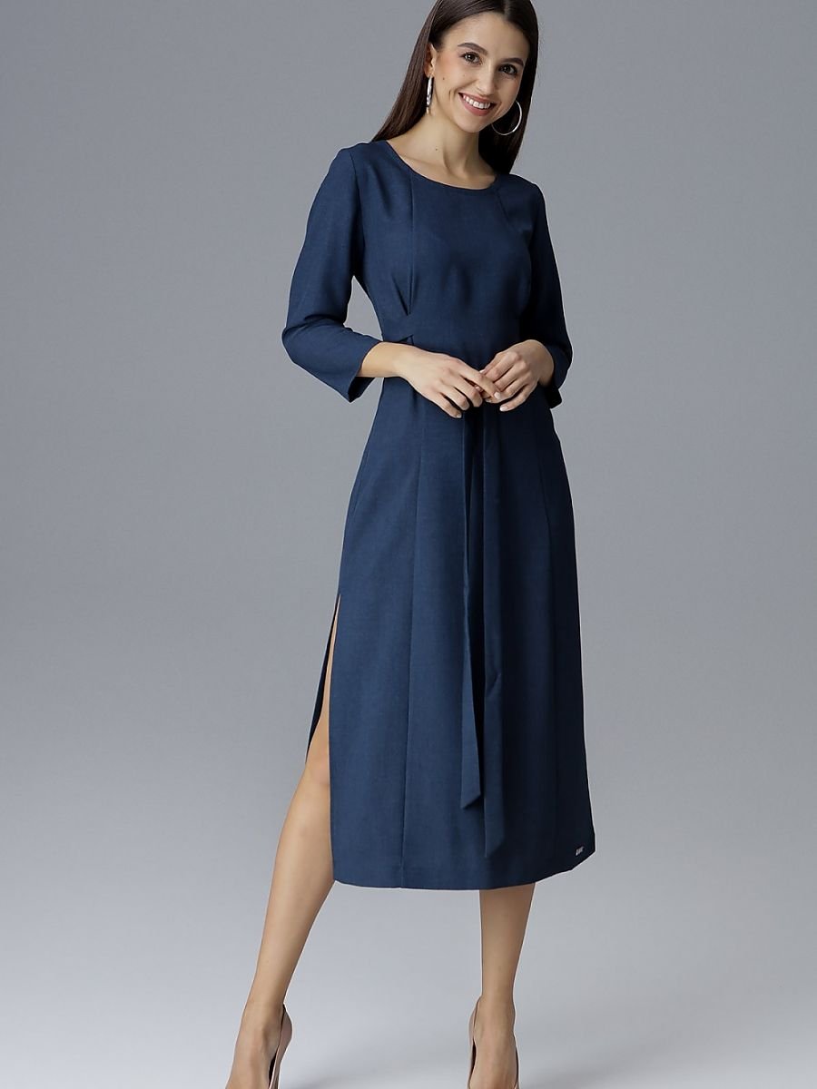 Cocktail dress Figl with 3/4 Sleeves and Waist Tie