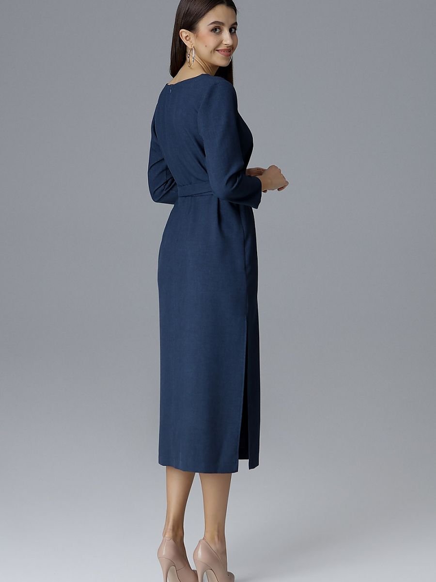 Cocktail dress Figl with 3/4 Sleeves and Waist Tie