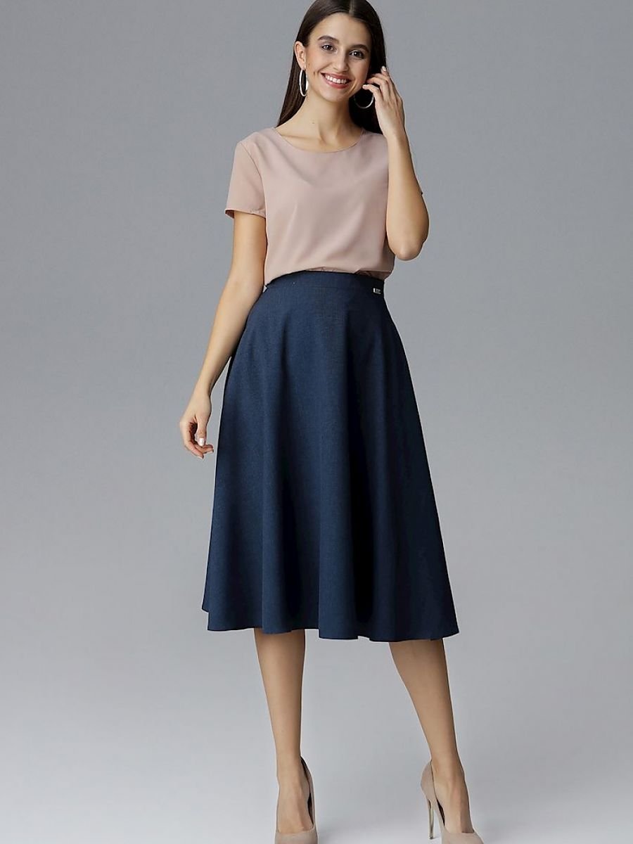 Flared Belted Skirt with Covered Zip