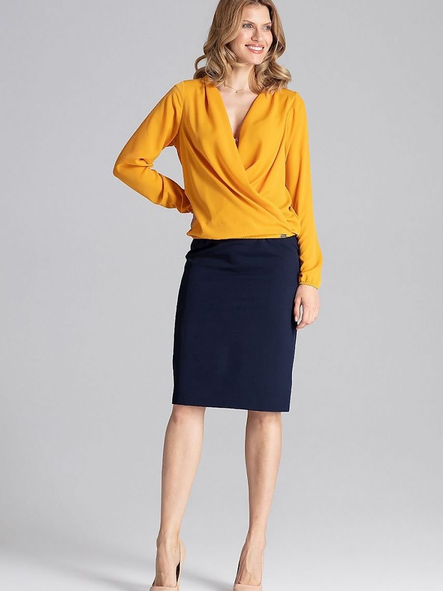 Elegant Envelope Neckline Blouse by Figl