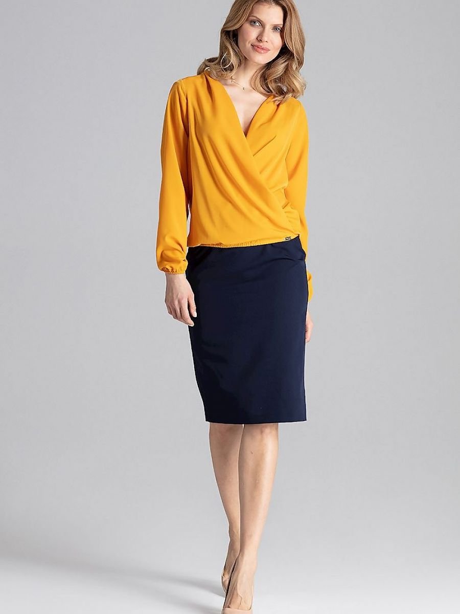 Elegant Envelope Neckline Blouse by Figl