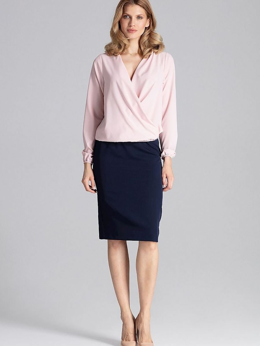 Elegant Envelope Neckline Blouse by Figl