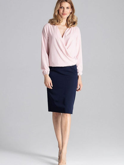 Elegant Envelope Neckline Blouse by Figl