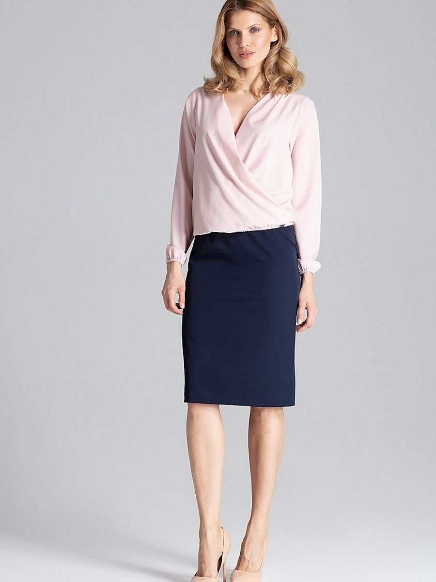 Elegant Envelope Neckline Blouse by Figl