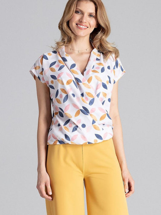 Figl Short Sleeve Envelope Neck Blouse