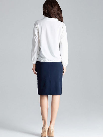 Elegant Long-Sleeve Blouse with Decorative Tie