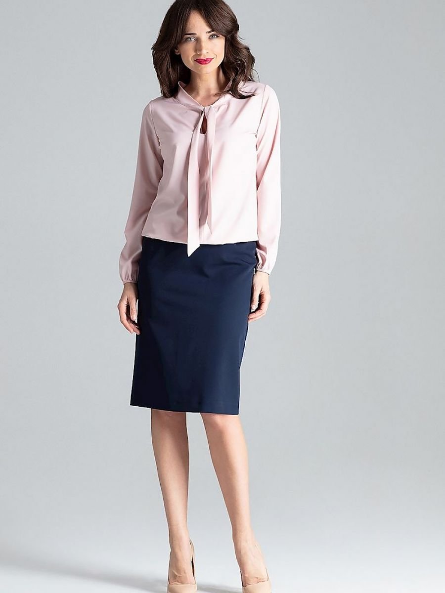 Elegant Long-Sleeve Blouse with Decorative Tie