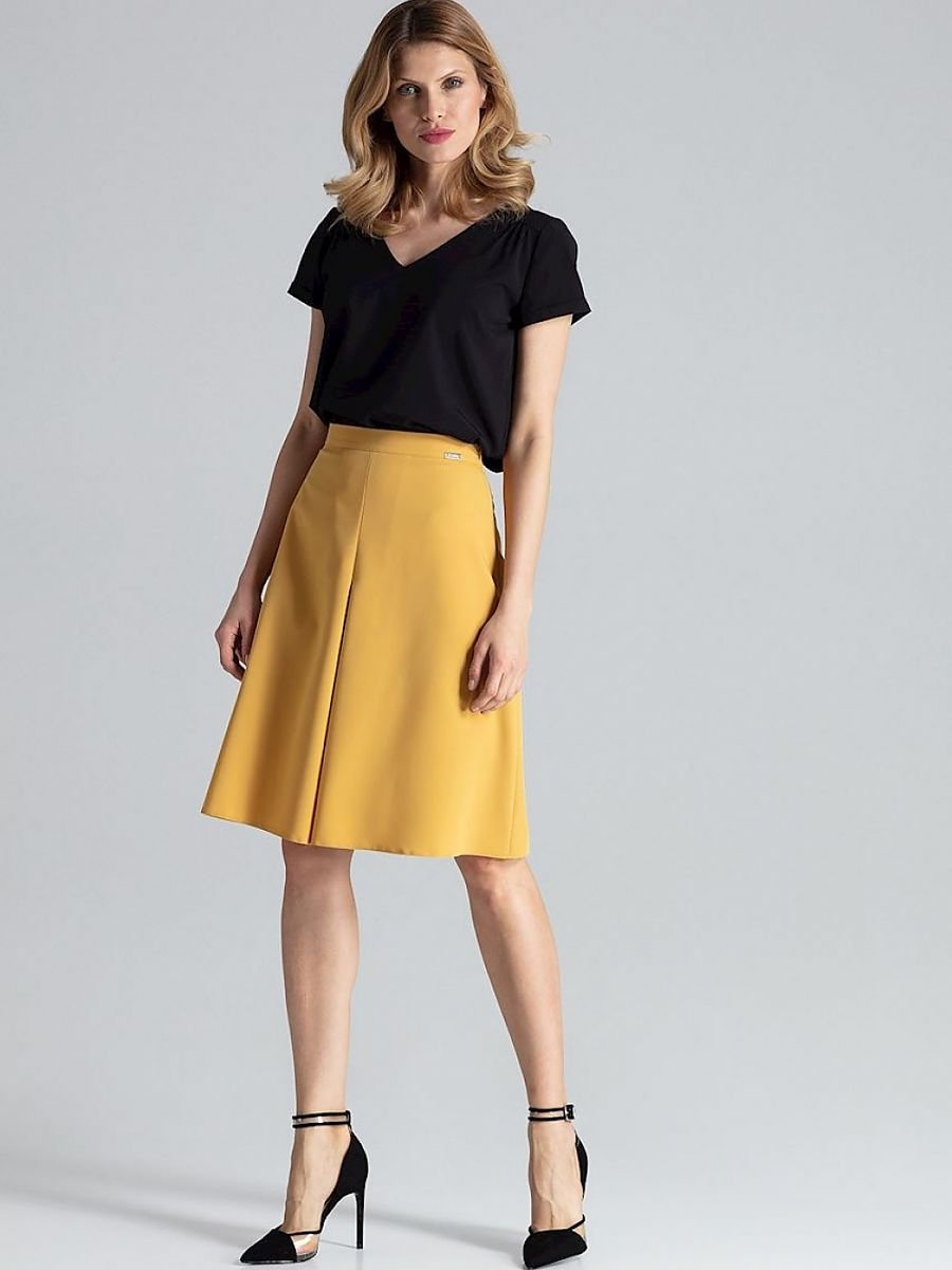 Figl A-Line Midi Skirt with Contrast Pleats