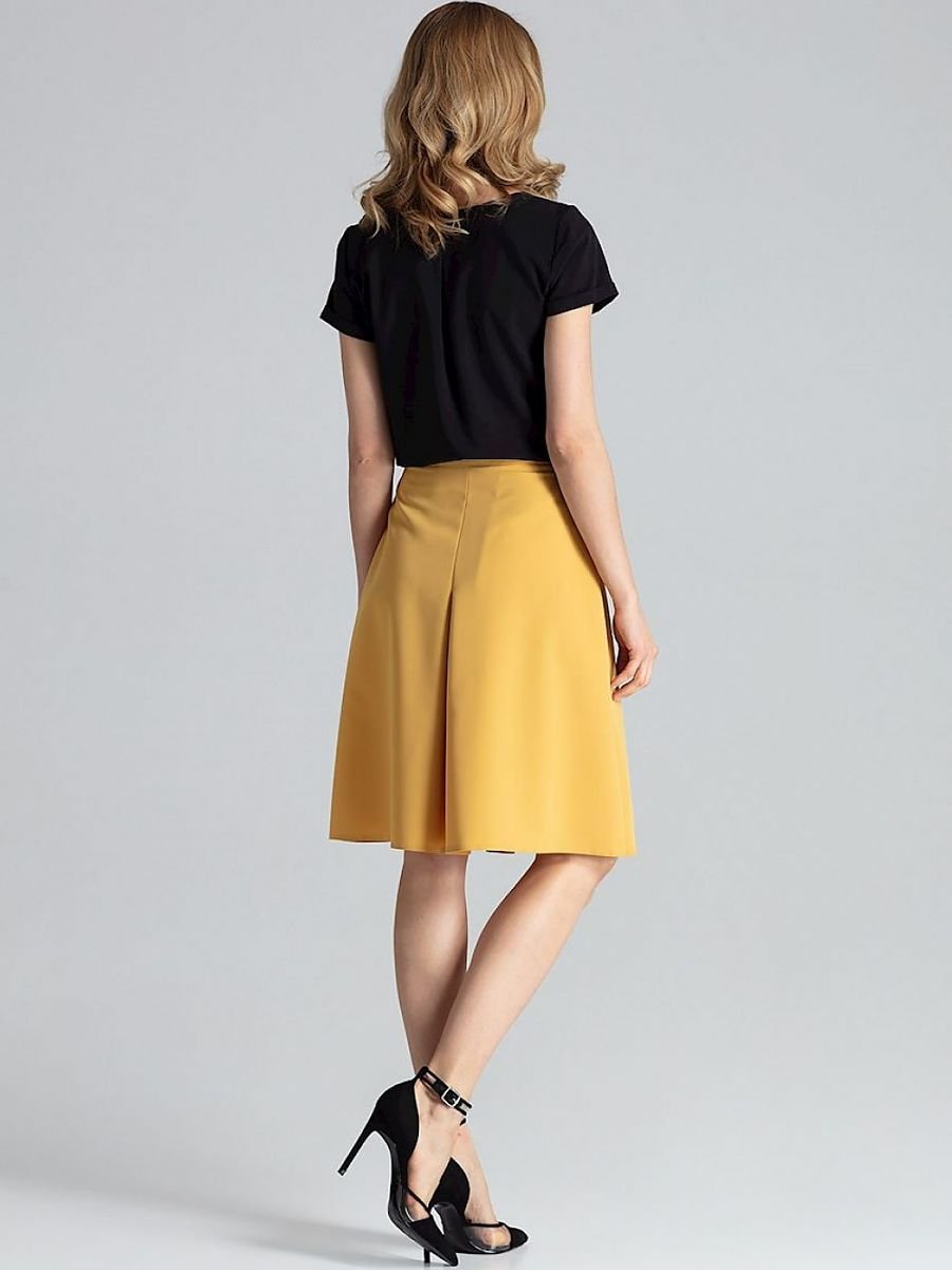 Figl A-Line Midi Skirt with Contrast Pleats