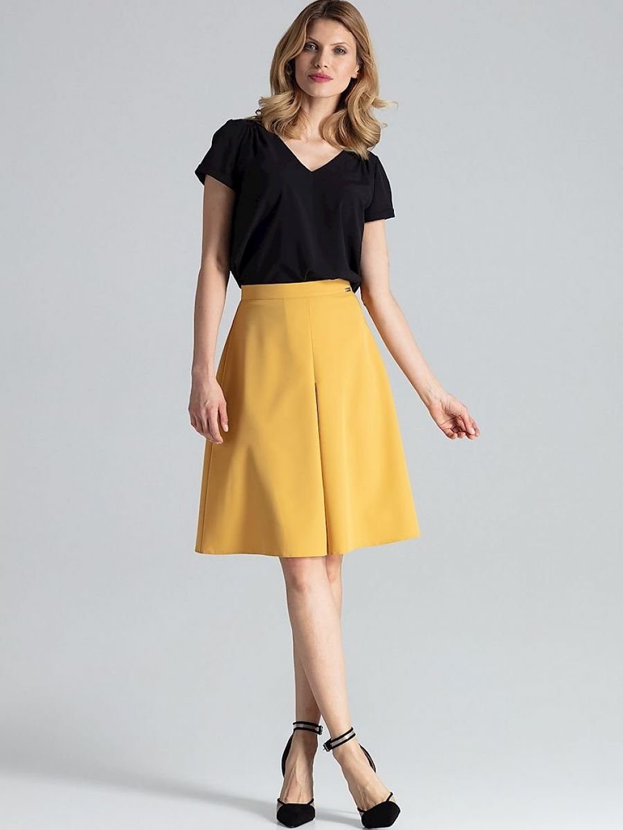 Figl A-Line Midi Skirt with Contrast Pleats