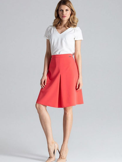 Pleated A-line Midi Skirt with Side Zip Fastening