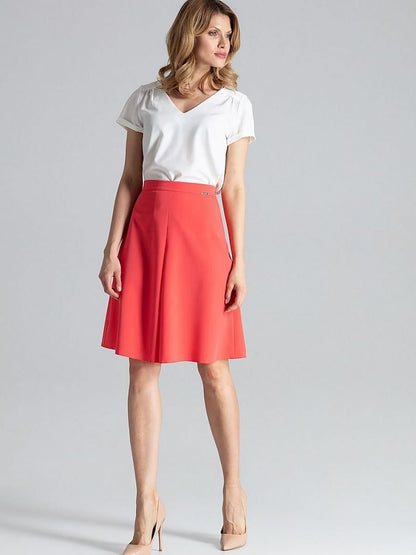 Pleated A-line Midi Skirt with Side Zip Fastening